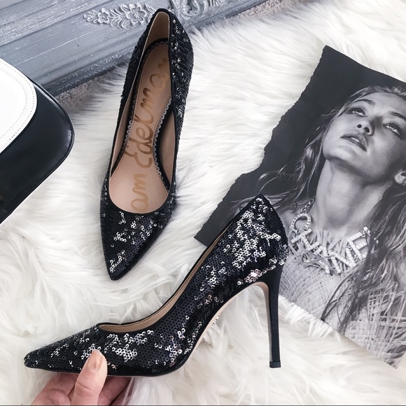 Sam Edelman Hazel Sequin Black Heels NEW✨ - Picture 2 of 8